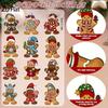 12/24pcs Gingerbread Man Ornaments Christmas Tree Wooden Hanging Decorations Pendants Cute Cartoon Xmas DIY Hangings Home Decor