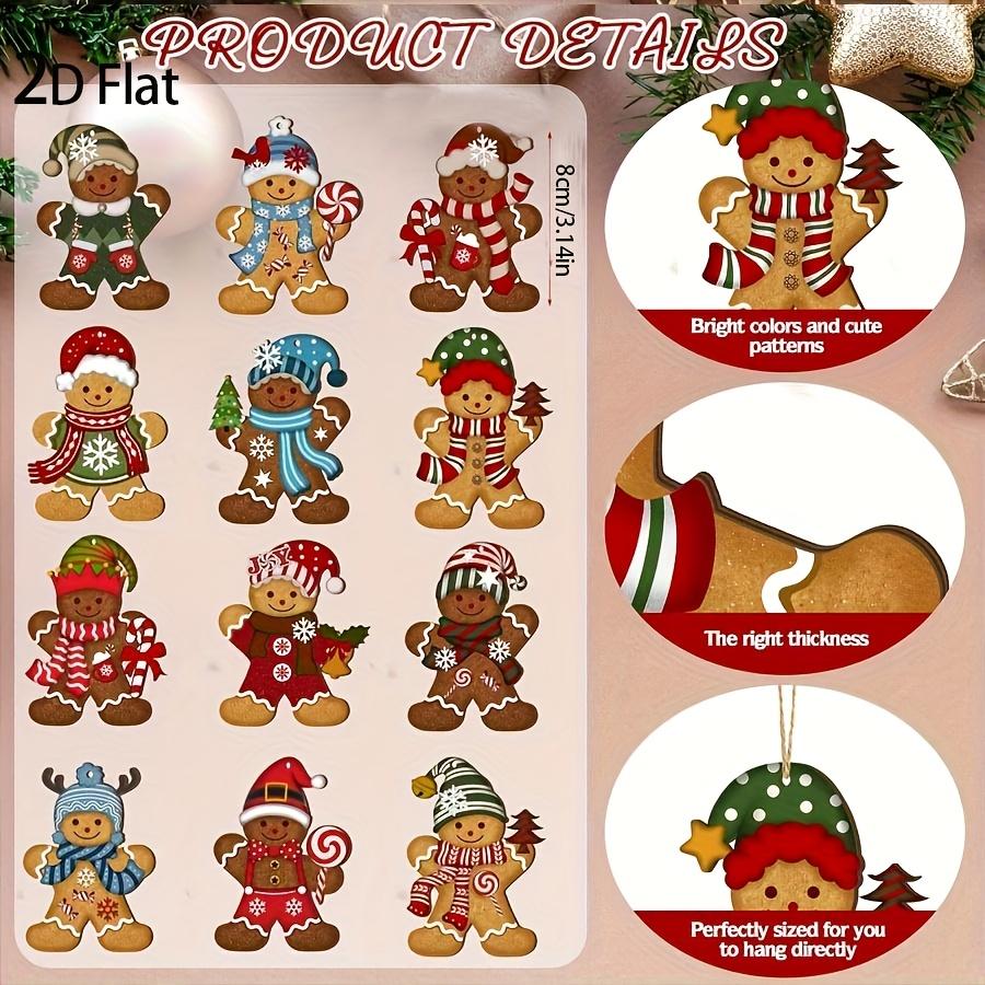 12/24pcs Gingerbread Man Ornaments Christmas Tree Wooden Hanging Decorations Pendants Cute Cartoon Xmas DIY Hangings Home Decor