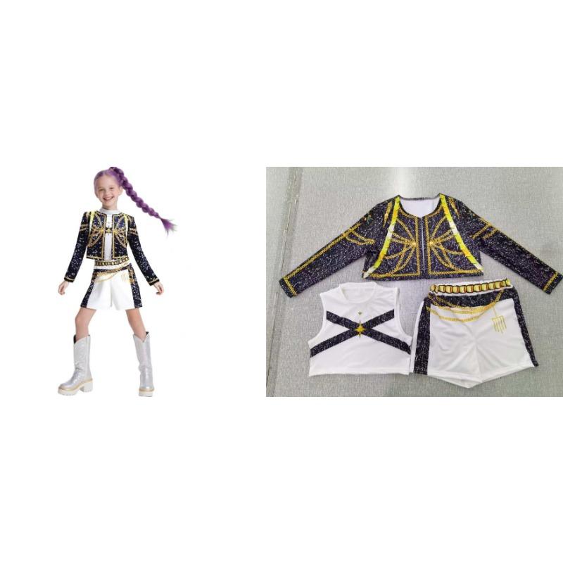 Drucken Lustige Sänger Band Themenparty Cosplay Kostüme für Kinder Mädchen Halloween Weihnachten Festival Rollenspiel Verkleidung Outfit