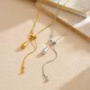Gold Plated Adjustable Teardrop Pendant Snake Chain Necklace