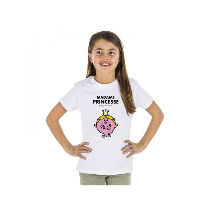 T-shirt fille - Monsieur Madame - madame princesse - Coton Bio - Manches courtes - Blanc