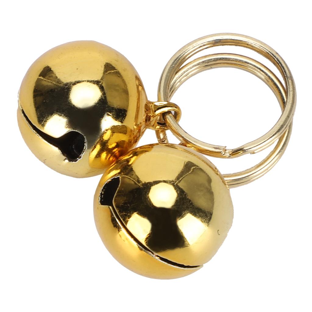 2pcs Rust Resistant AntiLost Copper Bells Crisp Sound Round Collar Decoration for Dog Cat(Golden )