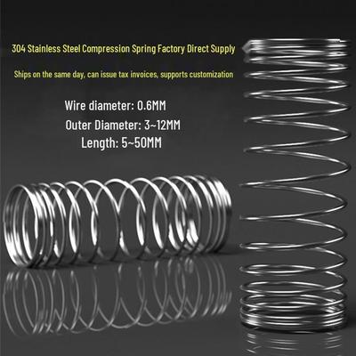 304 Stainless Steel Y-Type Compression Spring, 0.6mm Wire, 3-12mm Outer Diameter, Right-Hand Multi-Purpose.