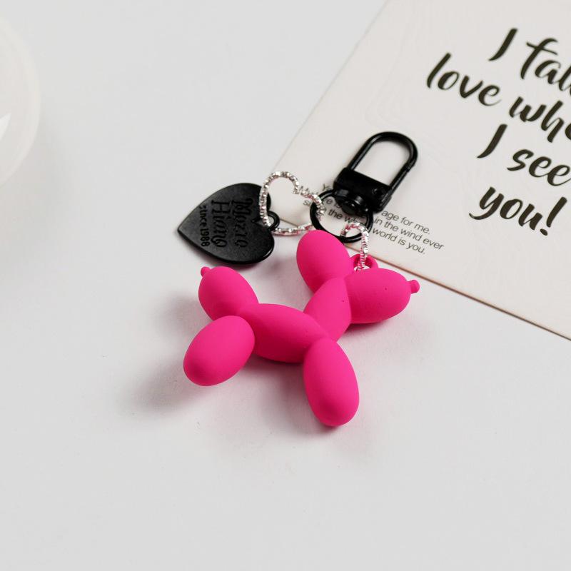 Trendy Acrylic Balloon Dog Keychain & Heart Pendant Backpack Accessory