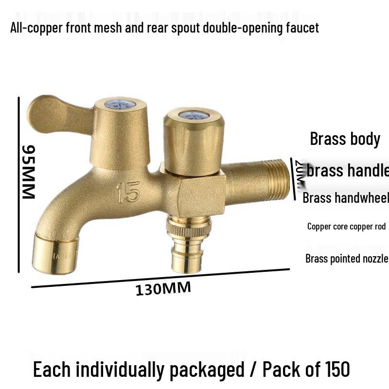 Premium Copper 4-Point Dual Outlet Washing Machine Faucet for Household Use