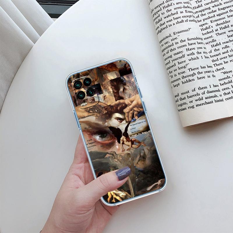 Fresco Adam Sculpture Transparent Phone Case for Motorola Moto G7 G8 G9 G84 G85 G73 G24 G15 Z2 Play Power Plus