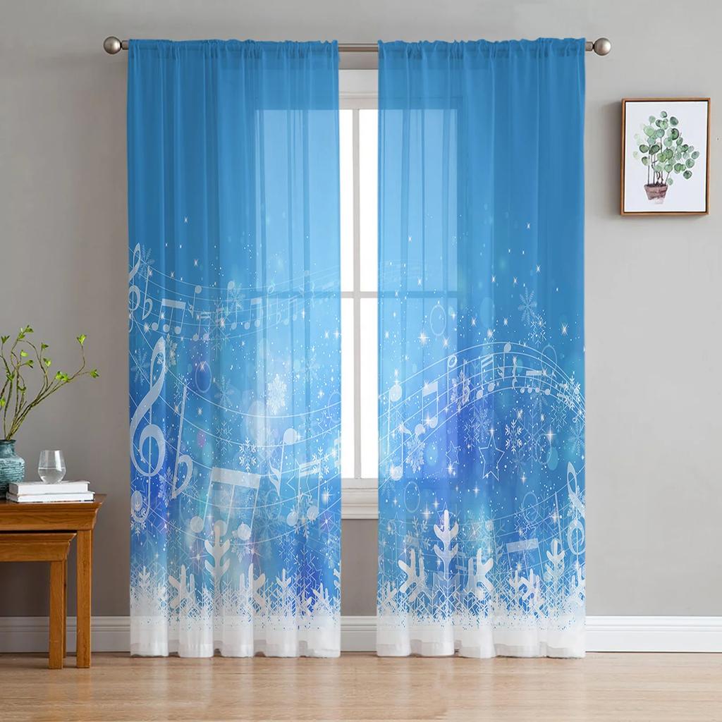 Blue Explosion Punk Graffiti Sheer Curtains for Living Room Decoration Tulle Voile Organza Window Curtains for Kitchen Bedroom