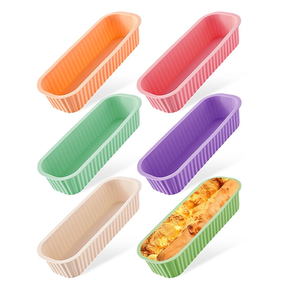 6Pcs Mini Loaf Baking Pans Household Rectangle Silicone Baking Box Non Stick Cake Pan DIY Bread Mold Baking Tray Bakeware