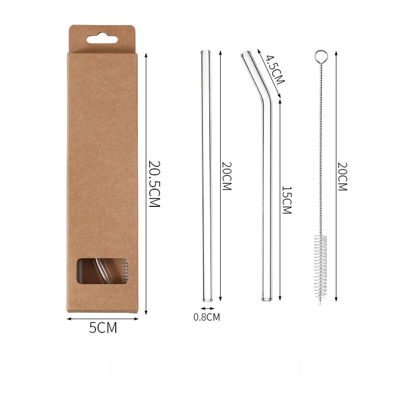 High Borosilicate Transparent Glass Straw Heat-resistant Durable Set of Lipstick-proof Non-disposable Pregnant Women Juice Drink Tube Cleaning