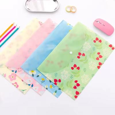1pc A4 File Folder with Snap Closure, Floral Pattern Document Bag, School Office Supplies for Paper Organization Storage