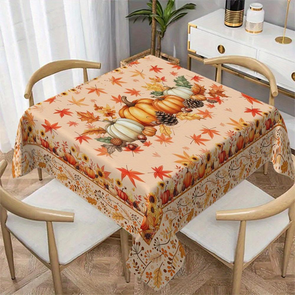 Autumn Pumpkins Maple Leaves Tablecloths for Table Decoration Fall Thanksgiving Sunflower Kitchen Dining Table Cloth Party Decor