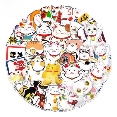 50 Adesivi Decorativi Gatto Fortunato Cartone Animato per Laptop e Valigia