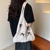 Solid Color Large Capacity Shoulder Bucket Bag Fashionable Knitted Work Commuter Bag Daily Shopper Tote For Women