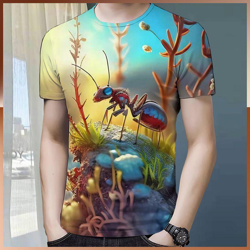 Men's Short Sleeved T-shirt Summer Hot Item Insect Butterfly Series High-end Digital 3D Printed Pattern 3D Three-dimensional Top