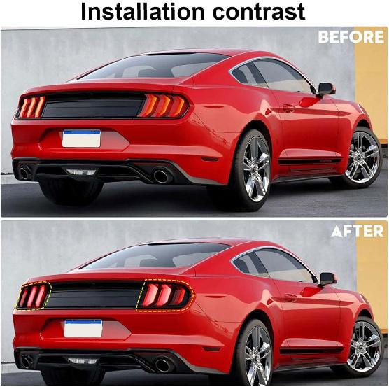 RT-TCZ Tail Light Lamp Cover Guard Trim Frame Bezels Decoration Accessories For Ford Mustang 2018   (Black)
