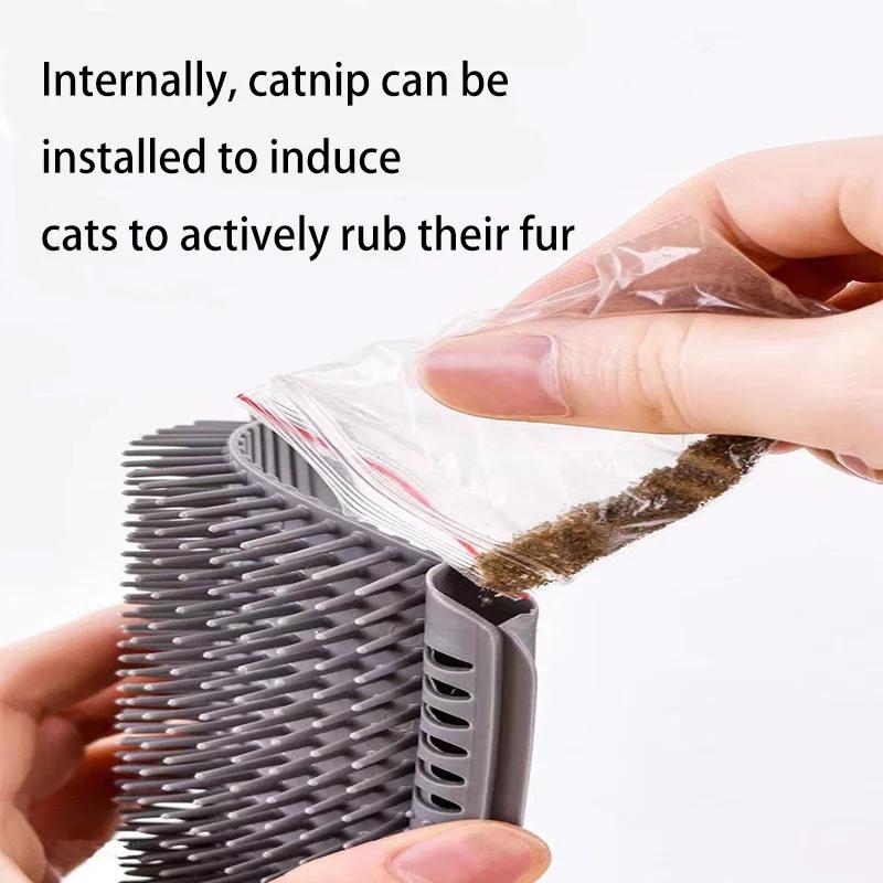 Wall Mounted Corner Cat Massager Brush Detachable Comb Pet Grooming Tool For Self Cleaning Scratching And Playing