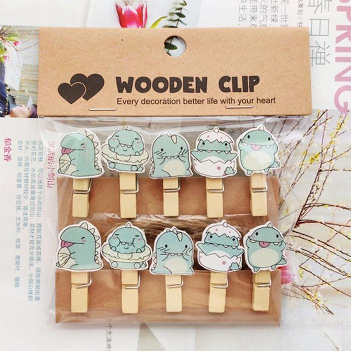 

Мультяшный Маленький Динозаврик Домашняя Подвеска для Фотографии Цветочный Магазин Открытка Маленькая Деревянная Прищепка 10pcs(one set)
