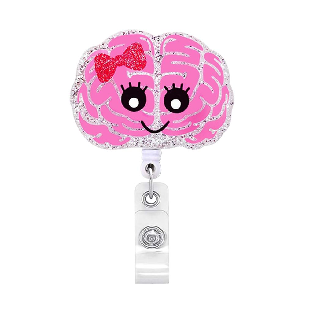 Acrylic Halloween Spooky Ghost Eyeball Skeleton Retractable Badge Reel Rotating ID Badge Holder Crocodile Clip for Doctor Nurse