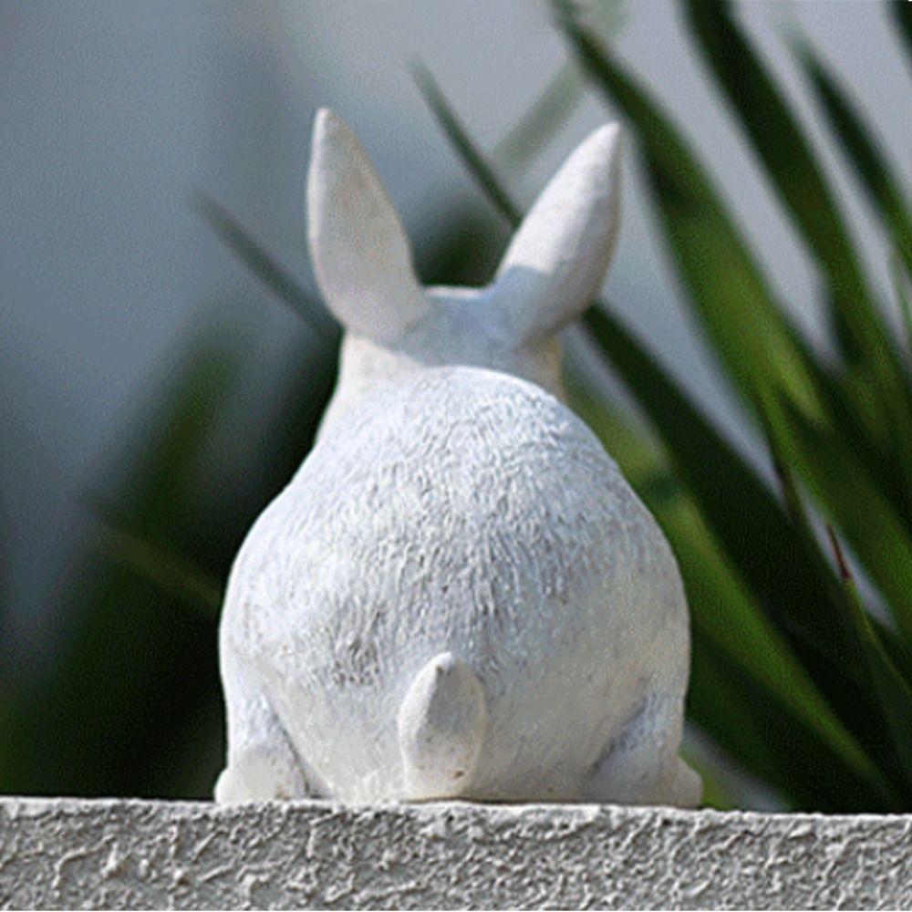Resin Crafts Easter White Rabbit Sculpture Ornaments Garden Landscape Rabbit Statue Simulated Rabbit Bunny Statue