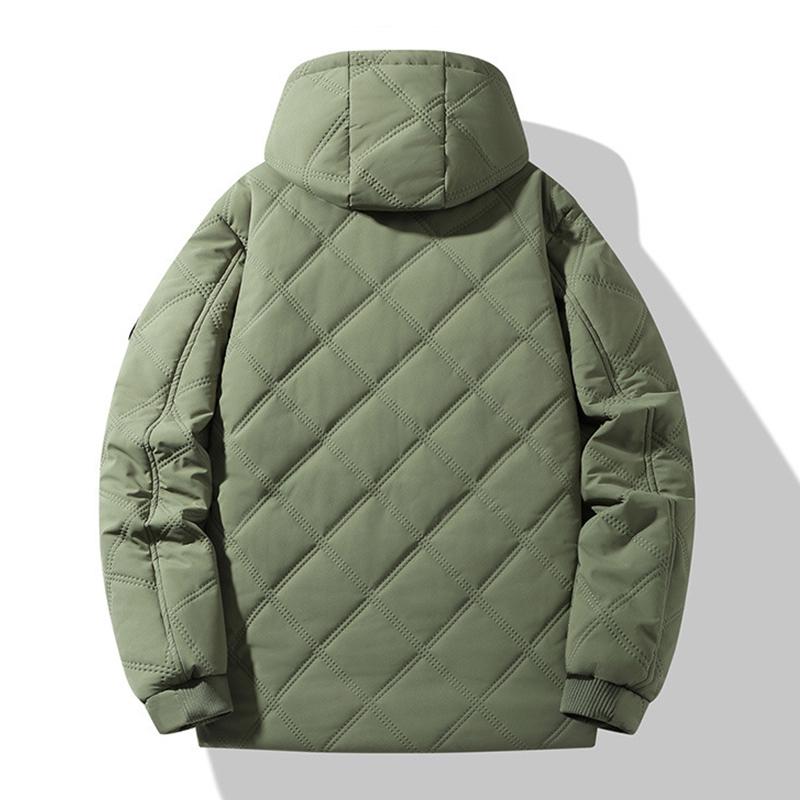 Men’s Winter Coats Windproof Hood Cotton Jackets Fleece Lined Quilted Thicken Parka Snow Coat Ski Outdoor Wear Oversized Outwear