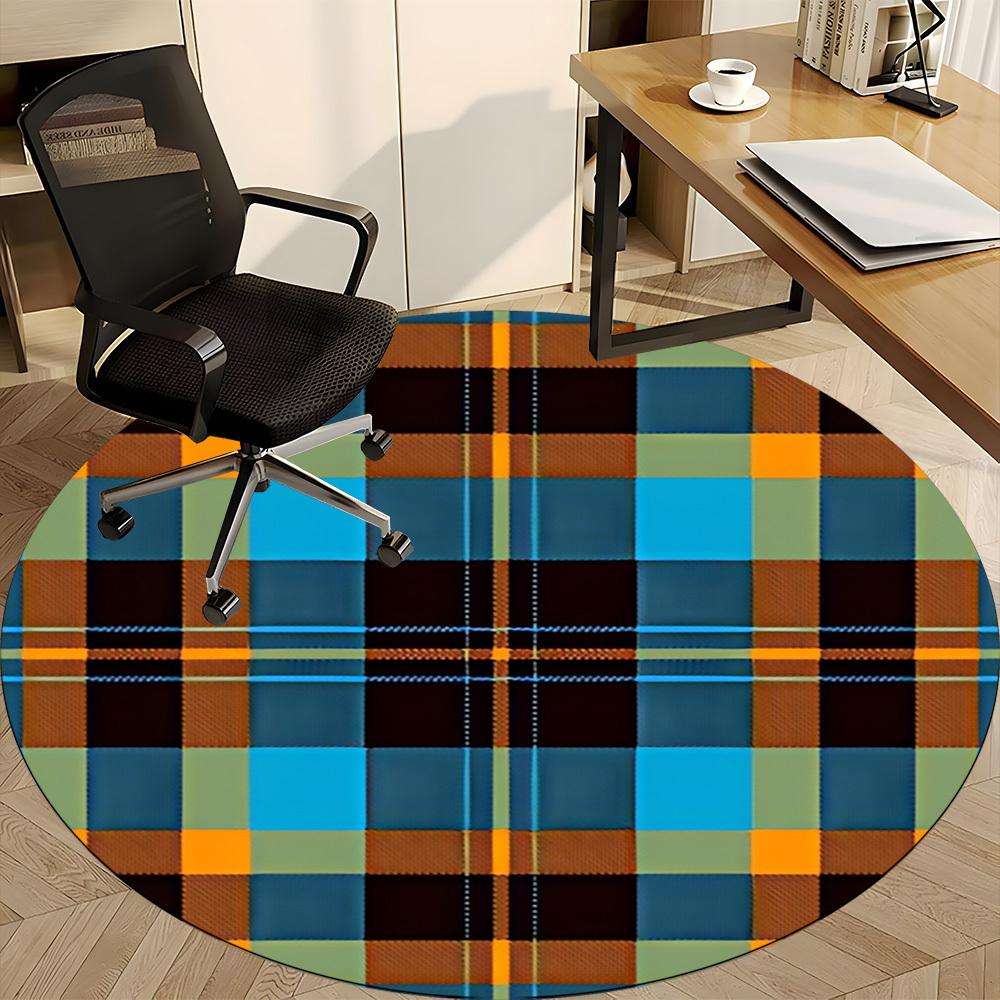 1pc Tartan Pattern Chair Carpet for Office, Non Slip, Soft and Durable Office Rug