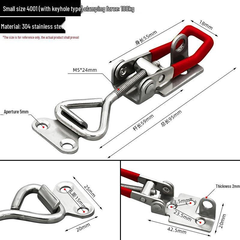 Adjustable 304 Stainless Steel Door Bolt Latch Toggle Fixture
