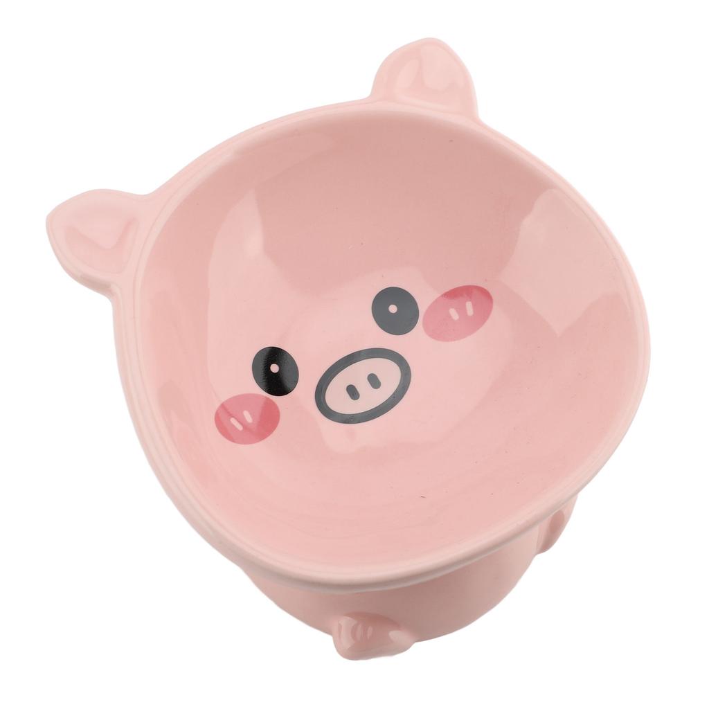 Cat Food Bowl Elevated for Dog Ceramic Cute Cartoon Animal Piggy Shape Tip Proof Home Multifunctiona