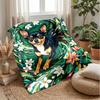 Floral Canine Fantasy Theme blanket Lightweight Warm Flannel Blanket Decorative Throw Blanket for Home Decoration