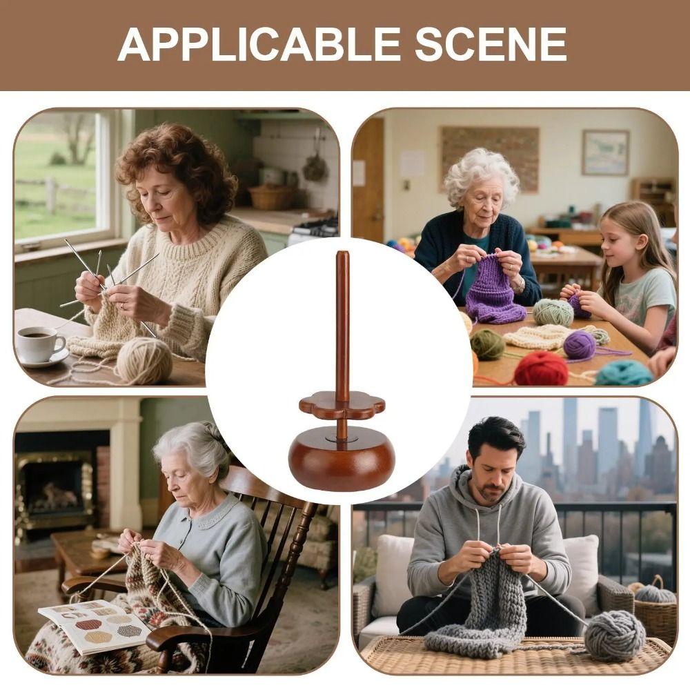 Reusable Wooden Yarn Winder Stand Rotatable Design Magnetic Skein Rack  DIY Knitting