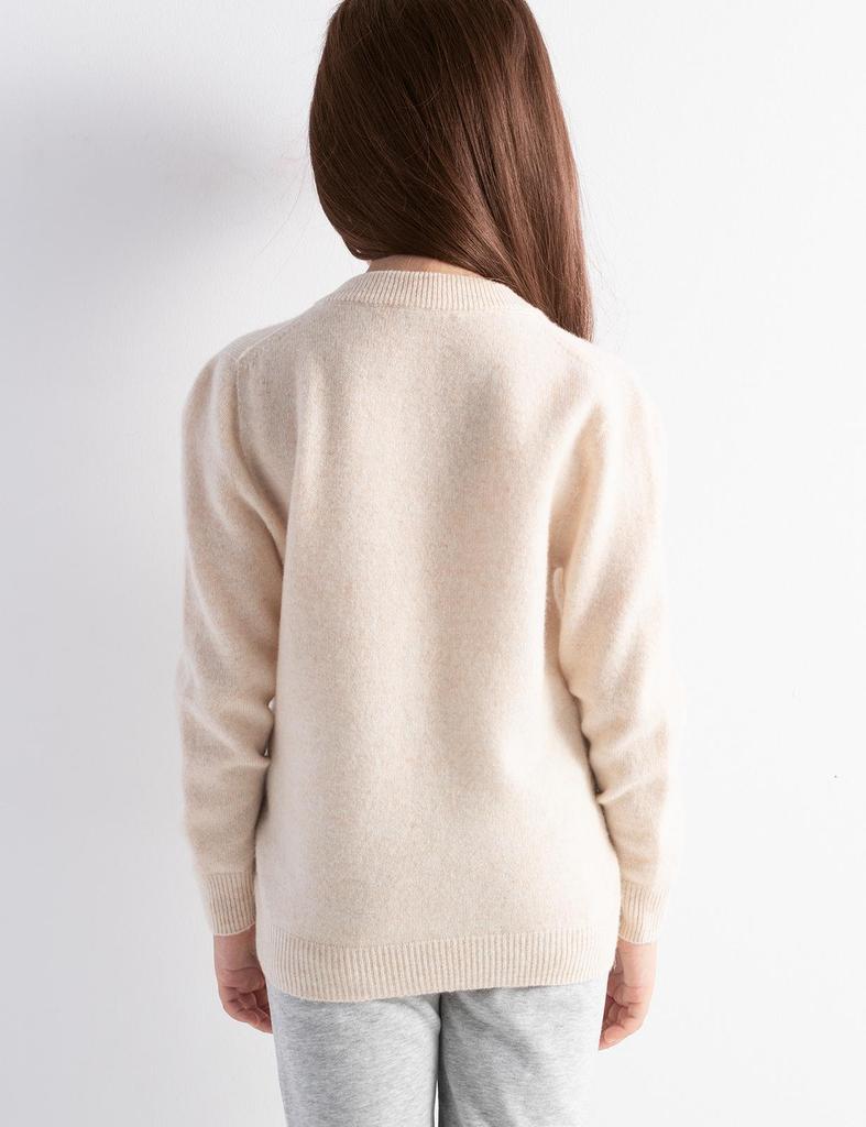 Girls' V-neck Wool Base Layer Sweater - Soft, Warm, Skin-friendly, Solid Color One-Piece Top