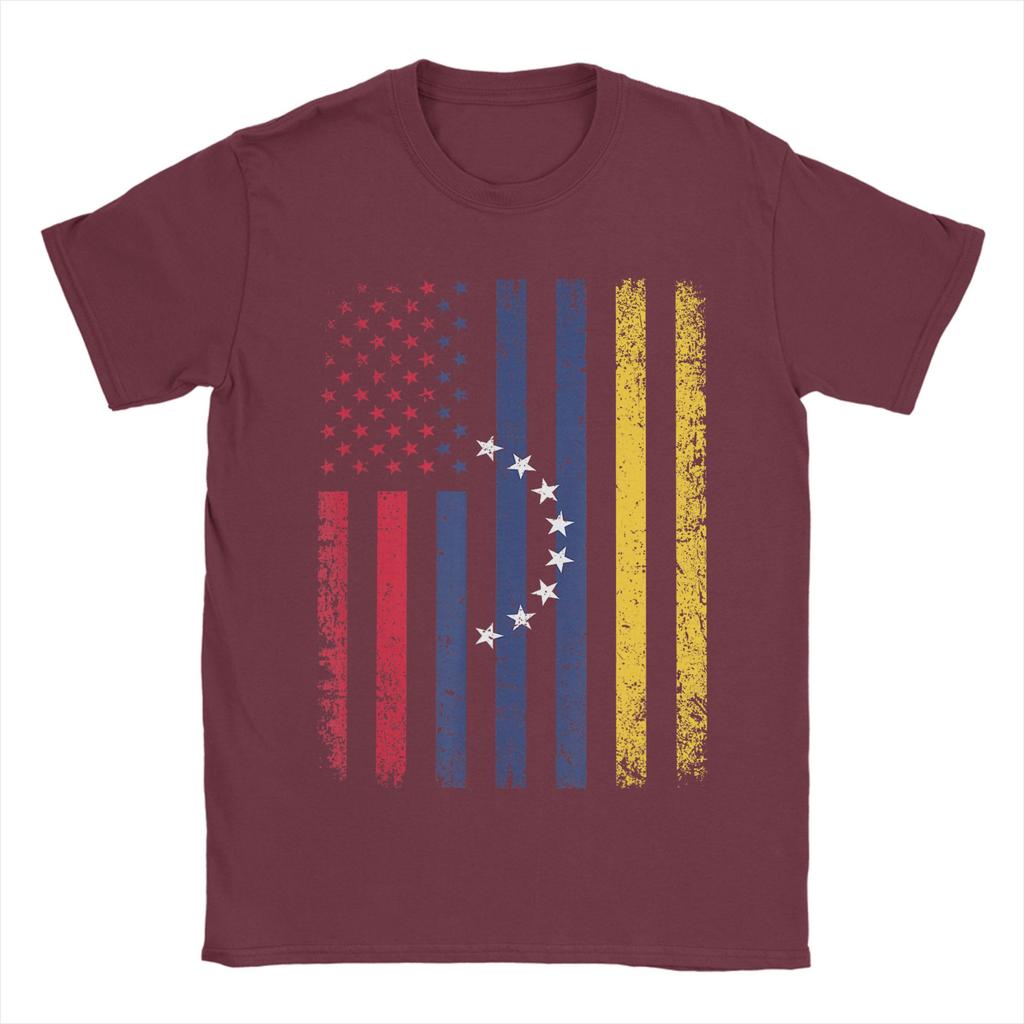 Casual Venezuela Flag 4th of July USA Venezuelan Flag TShirt Unisex Round Neck Pure Cotton T Shirt Short Sleeve Tee Shirt Clothes