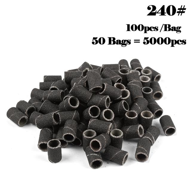 5000pcs Nail Art Sanding Bands 80# 120# 180# 240 Grinder Band for Manicure Drill Machine Removing Gel Varnish Pedicure
