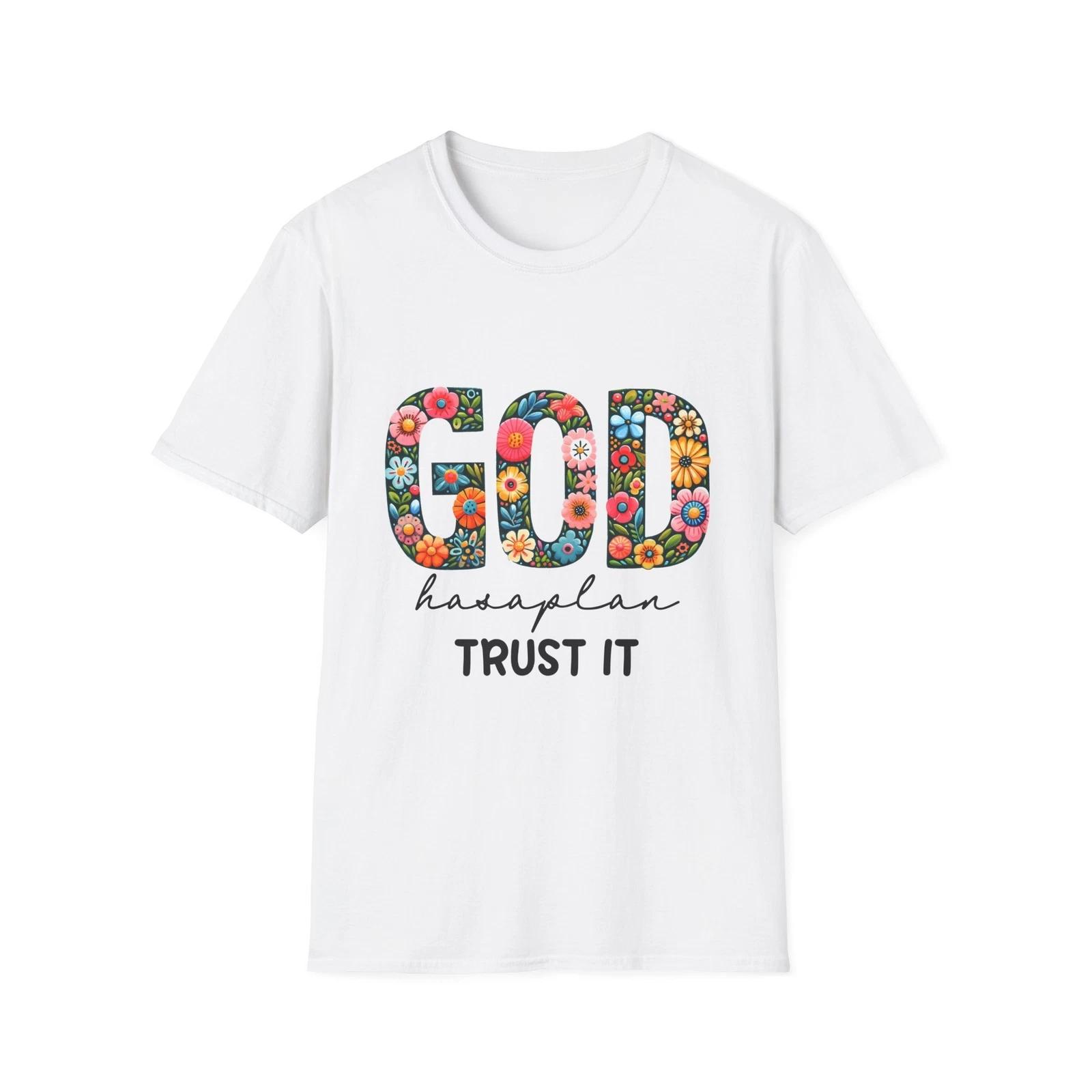 Floral God Has A Plan T-Shirt, Inspirational Tee, Christian Apparel, Faith-based 2XL