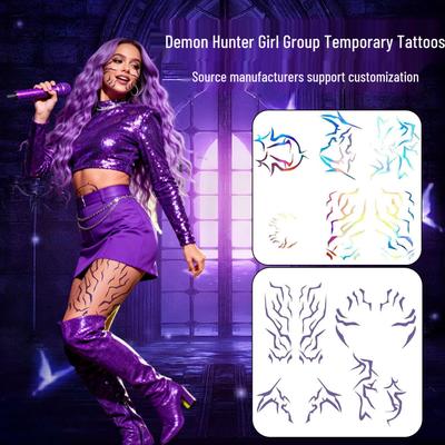 Ensemble d'autocollants de tatouage pour le visage de Chasseur de Démons Foudre pour Cosplay