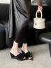 2025 Autumn New European and American Style Pointed Toe Heel Fluffy Temperament Slippers