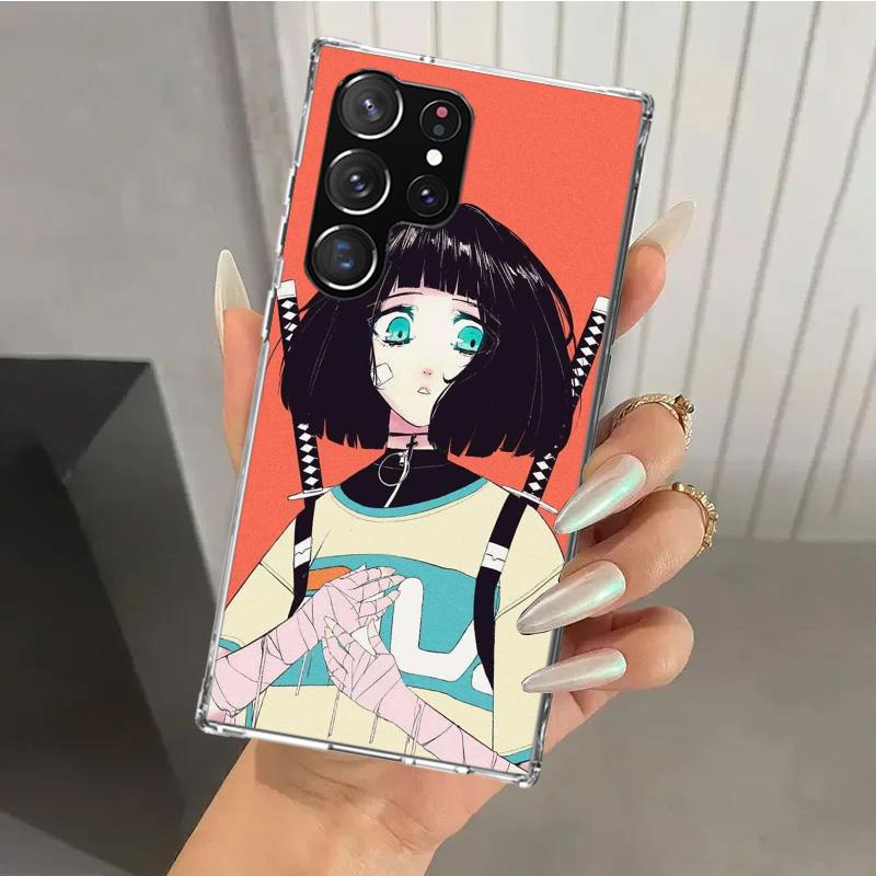 Japanese Style Anime Girl Phone Case for Samsung Galaxy S26 S24 S23 Ultra S25 Edge S22 S21 Plus S20 FE + Soft Print Shell Funda