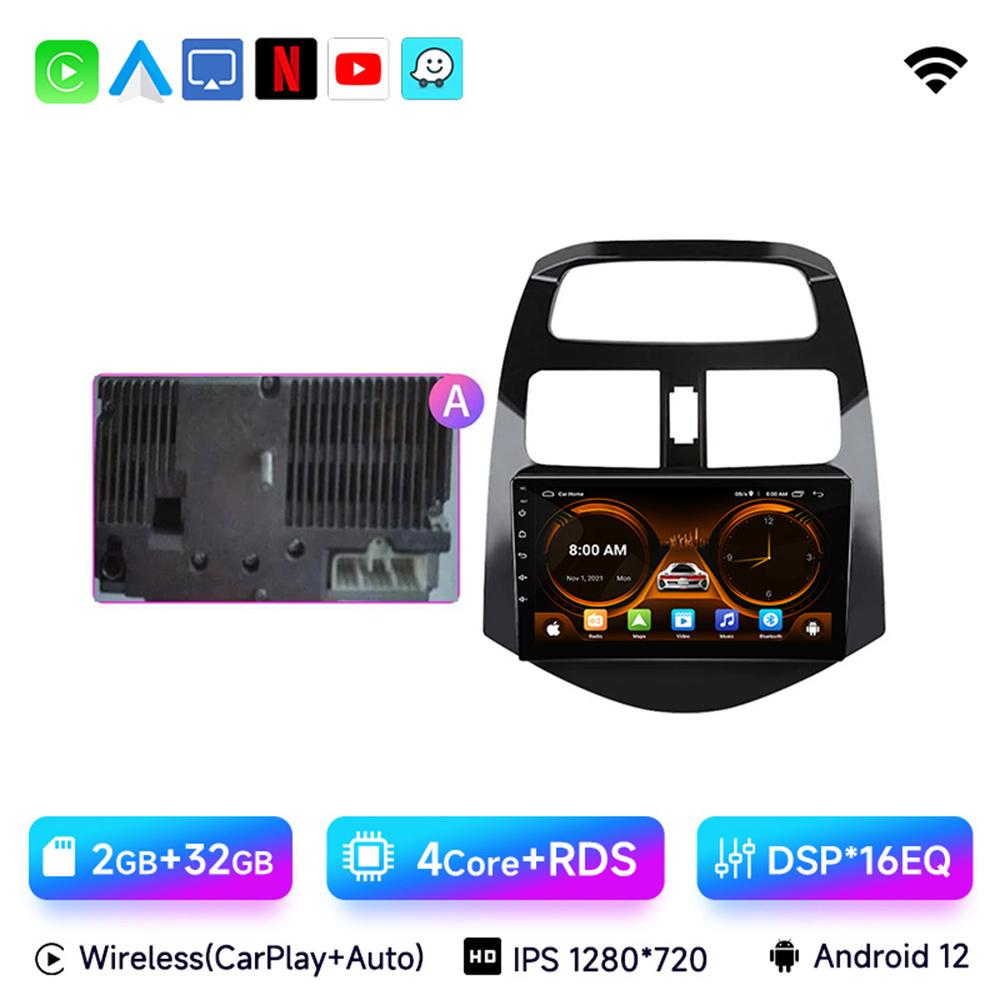 Radio samochodowe 9" do Chevrolet Spark Beat Matiz Creative 2010 - 2014 Android 12 Carplay Odtwarzacz multimedialny wideo Jednostka główna