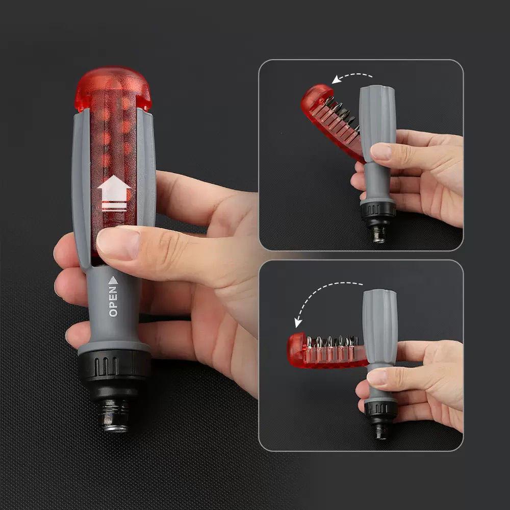 10v1 Multifunkční ráčnový šroubovák: Bity Phillips, Torx, víceúhlové a neobvyklých tvarů se šroubovákem pro šicí stroj