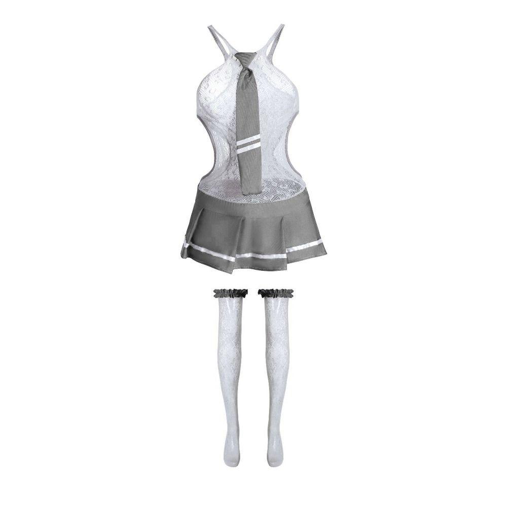 Sleeveless Mesh Hollow Nightgown Nightwear Women Lingerie Set JK Uniform Nightdress  Home
