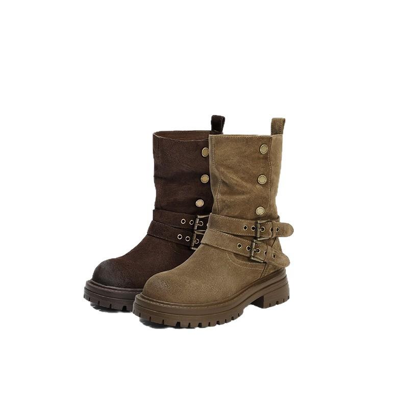 Martin boots women's matte lapel two wear belt buckle versatile western cowboy boots locomotive boots rhubarb boots platform women's shoes