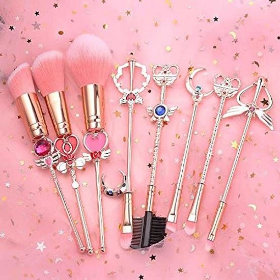 Smaele Makeup Brush Set Popular Sailor Moon Cosmetic Brushes Tools Eyebrow Super Soft Cute Professional Tool Includes Pink Bag Cleaner Purchased As