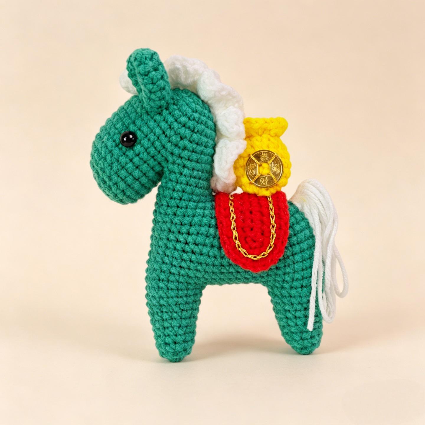 Creative Cartoon Horse Pendant - Handmade Wool Crochet Doll