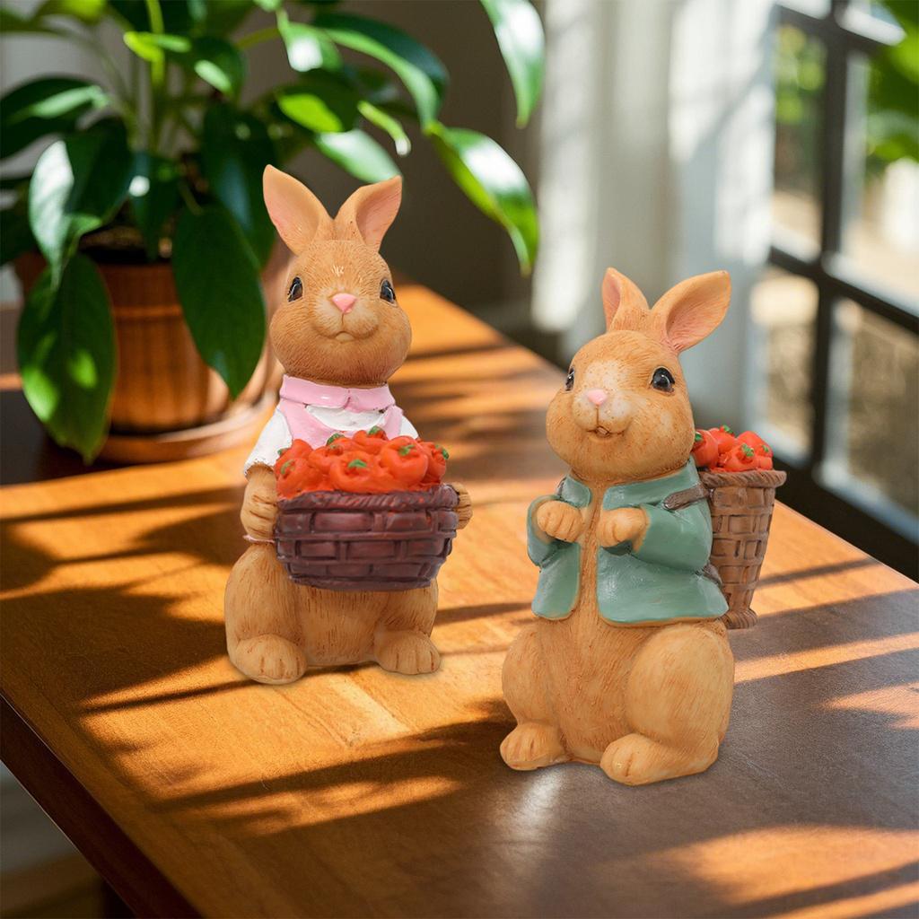 Easter Basket Bunny Ornament Garden Courtyard Decoration Crafts Window Sill Miniature Bonsai