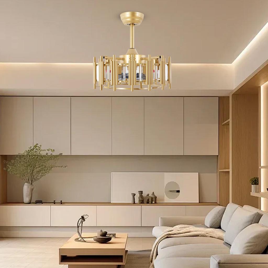 Bymaocar 20" Ceiling Fan Light LED Chandelier 60w Semi Flush Mount Indoor/outdoor Pendant Lamp Remote Control Fixture Low Noise