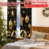 Set Of 2 Flat Printing Golden New Year Chic Curtain Cloth Durable Polyester Curtains Festive Living Room Bedroom Kitchen Ideal For Sitting