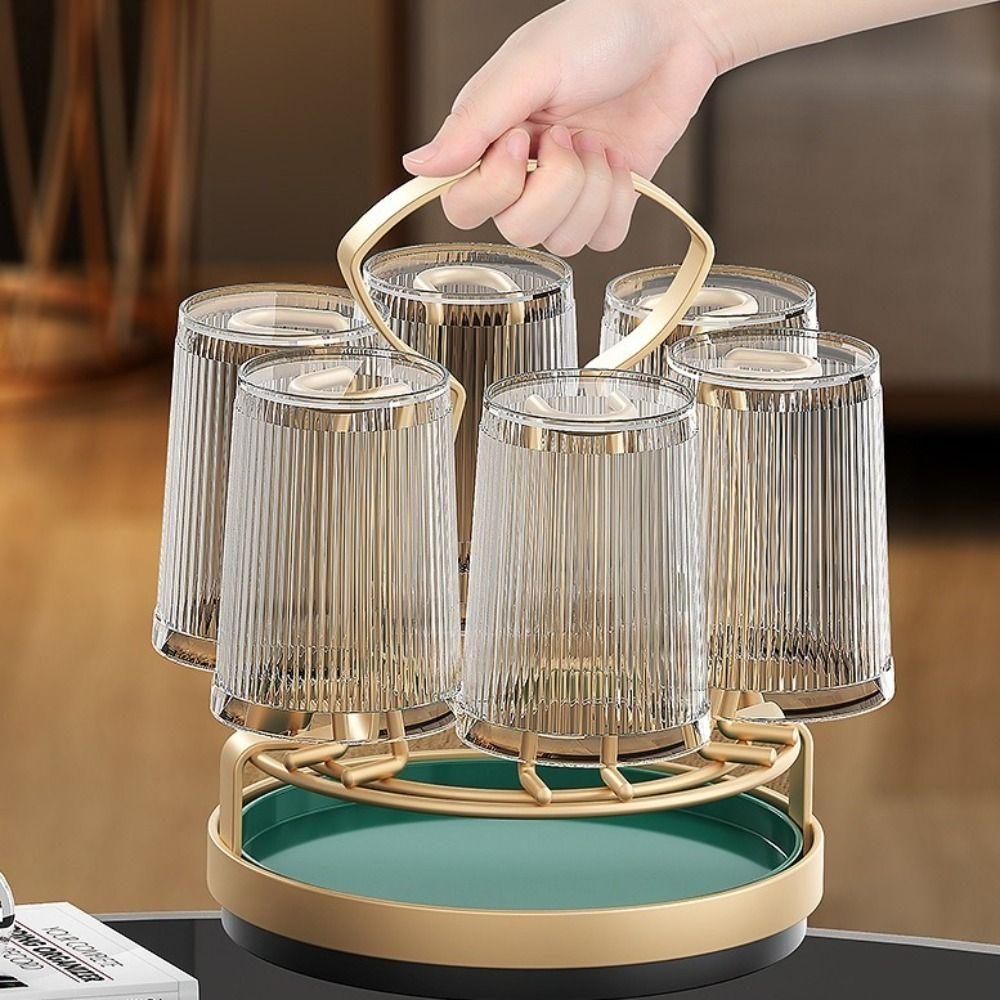 6 Hooks Glass Holder 360° Rotation Cup Drying Rack Dish Rack Cup Drain Rack  Restaurant