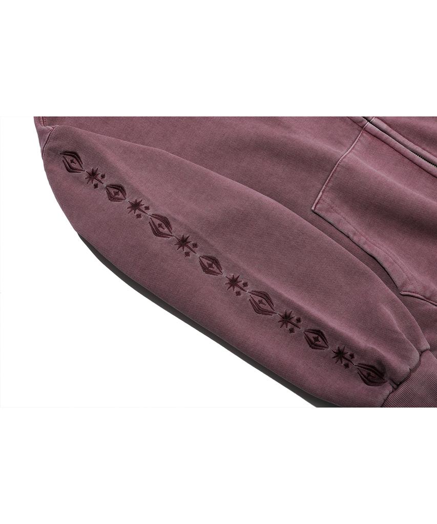 Cpgn Studio [2-Way] Sleeve Star Pigment Hoodie Zip-Up Dusty Pink