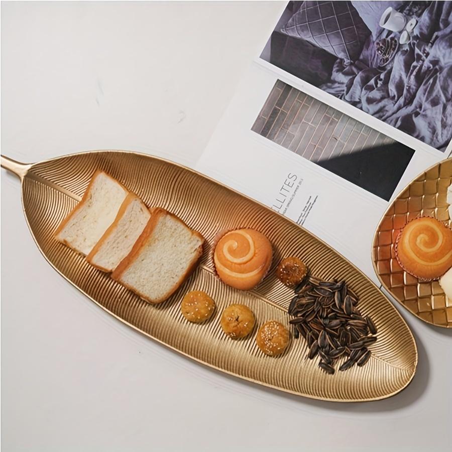Elegant Golden Leaf Decorative Tray  Perfect for Snacks Candy & Home Storage Classic Wooden Design for Living Room & Dining Table