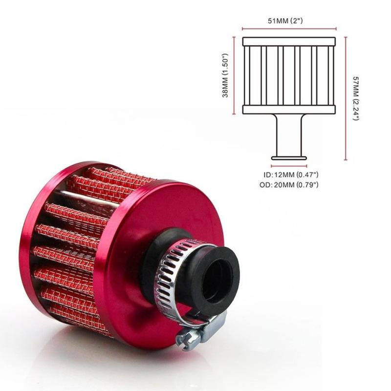 Langlebige universelle Schnittstelle Auto-Luftfilter Hoher Durchfluss Mini-Motorrad Kaltluftansaugung Pilzkopf 12mm Kurbelgehäuseentlüftungsabdeckung