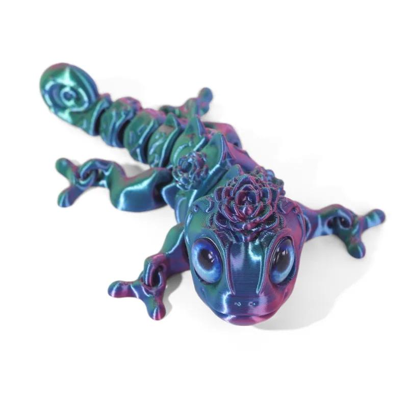 

3D Printing Chameleon Figures Multi-joint Movable Simulation Eyes for Home Accessories Kids Gift Living Room Decoration 15cm